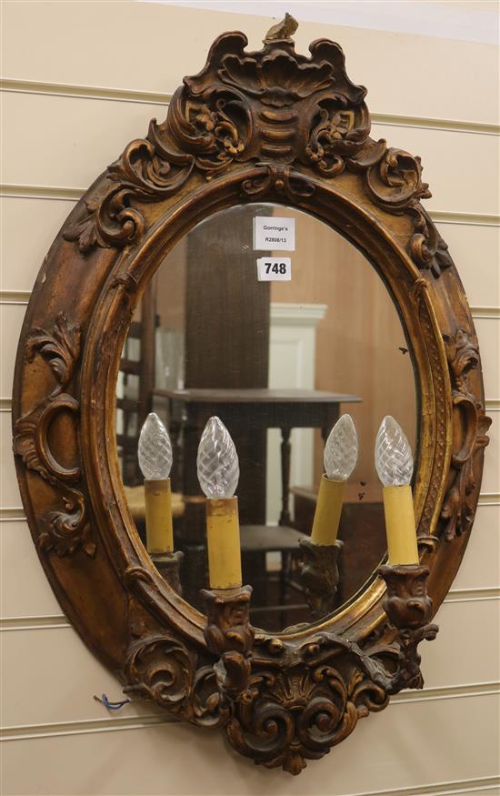 A Victorian gilt gesso girandole H.72cm
